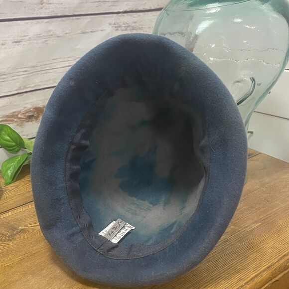 Rafi De Luca Wearable Art To Wear Made in Italy Lapin Fur Hat Blue Gray Tie Dye - Picture 7 of 13